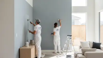 Interior house painters in Hartford, CT applying durable wall paint in a New England home